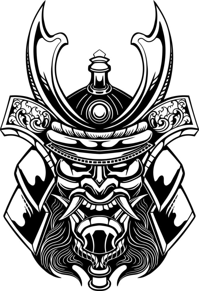 line art of yasuke shogun japan vector