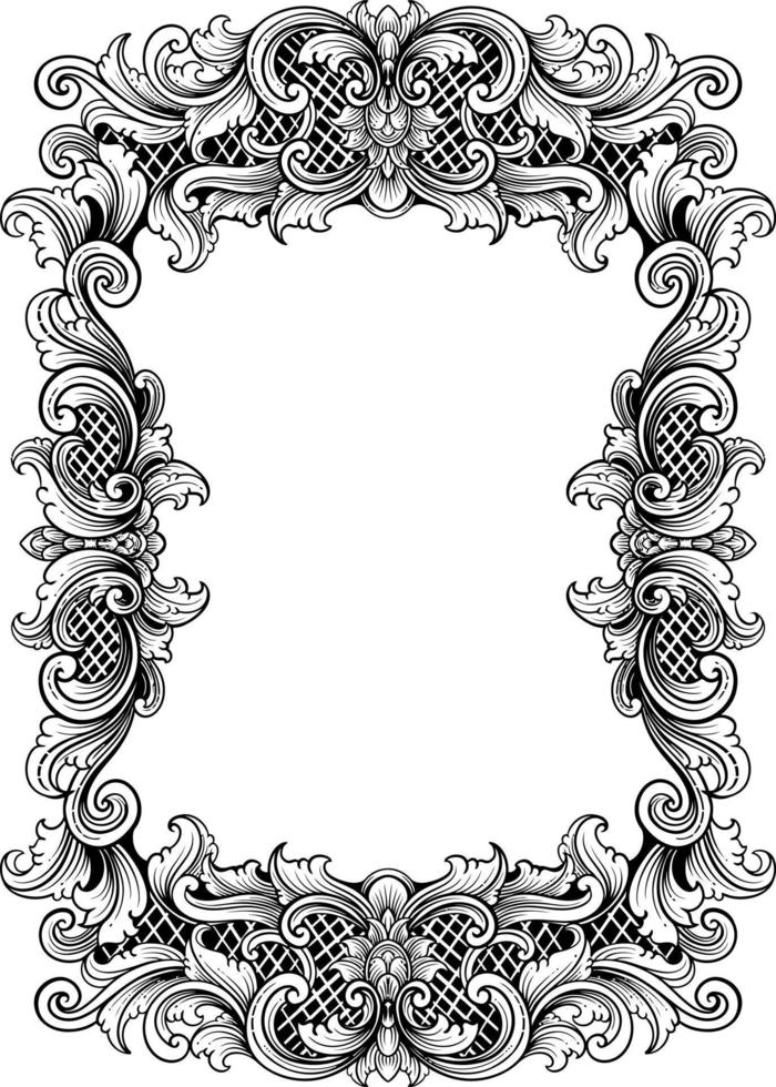 vector black and white engraved frame sketch design