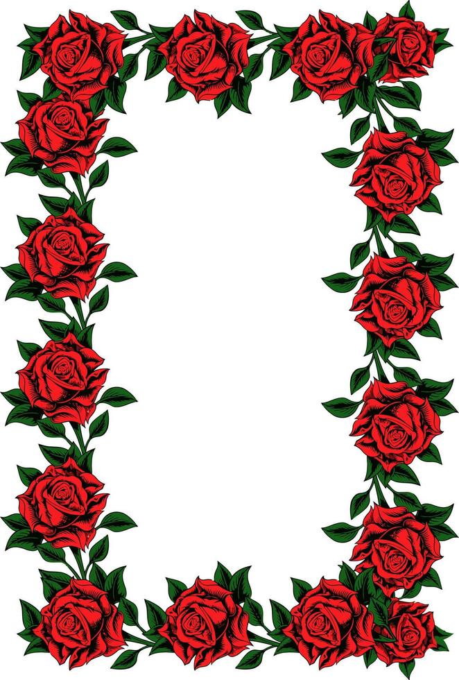 frame red rose vector design