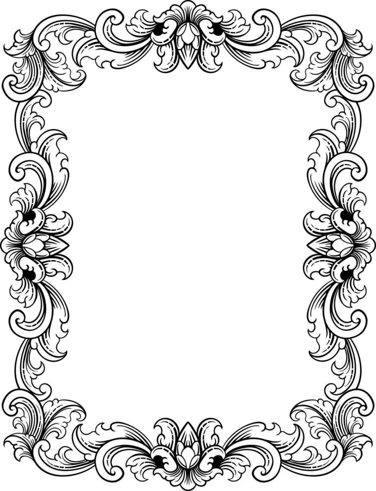 vector black and white engraved frame sketch design