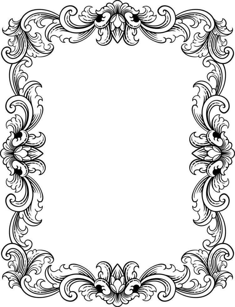 vector black and white engraved frame sketch design