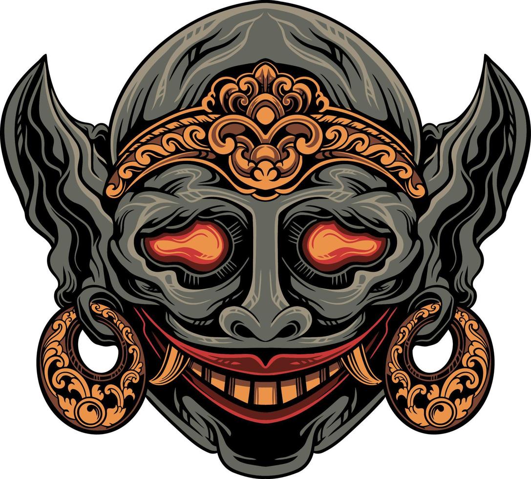devil mask vector design with engraving
