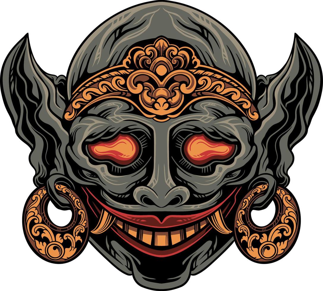 devil mask vector design with engraving