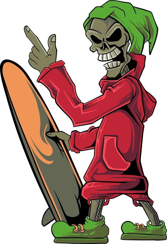 skull skateboarder design vector