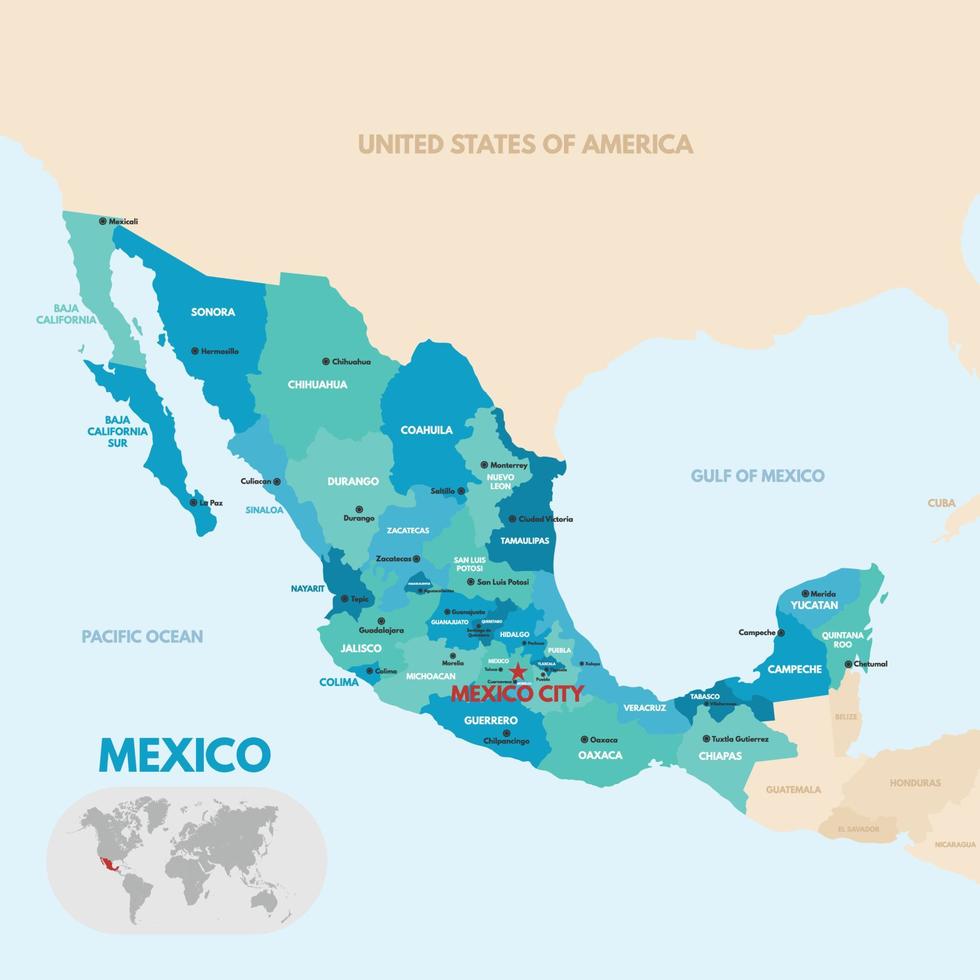 mexico país mapa vector