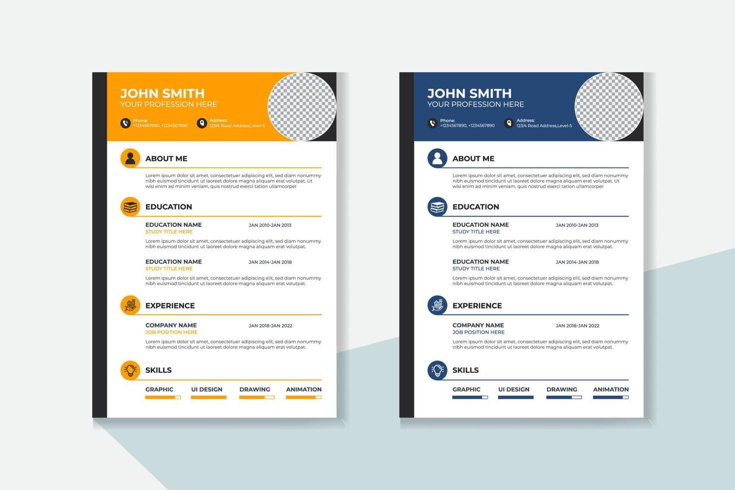 Professional CV resume template design vector