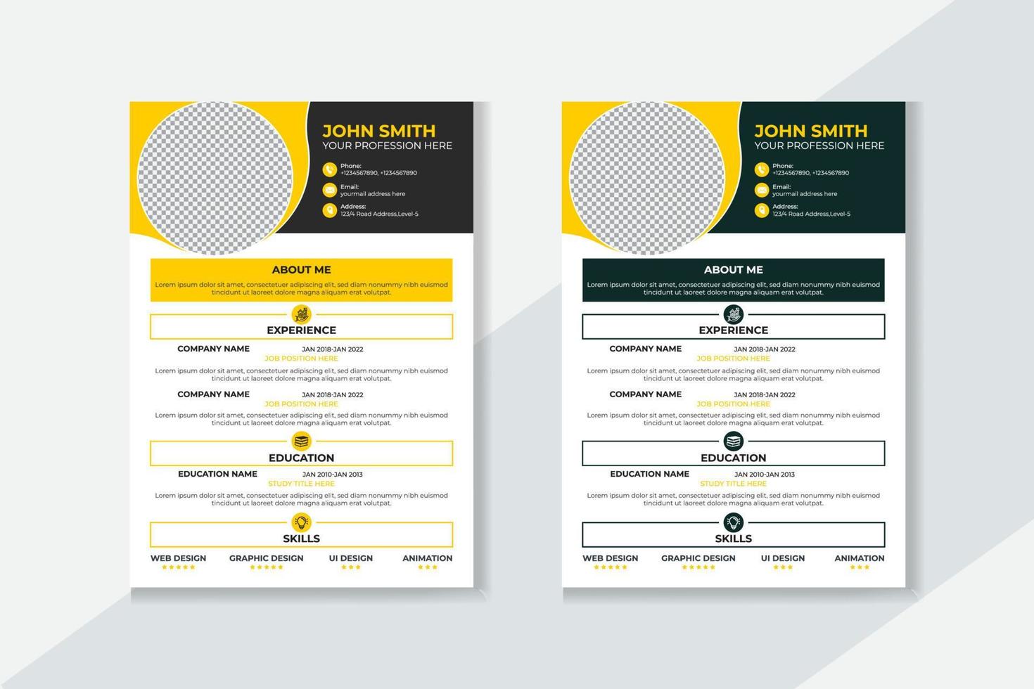 Professional CV resume template design vector