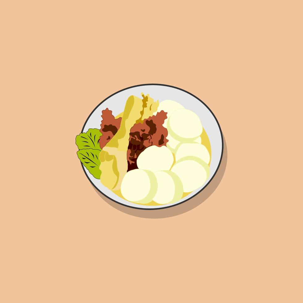 mucho tiempo, arroz pastel con pollo muslos y rendang, indonesio tradicional comida vector