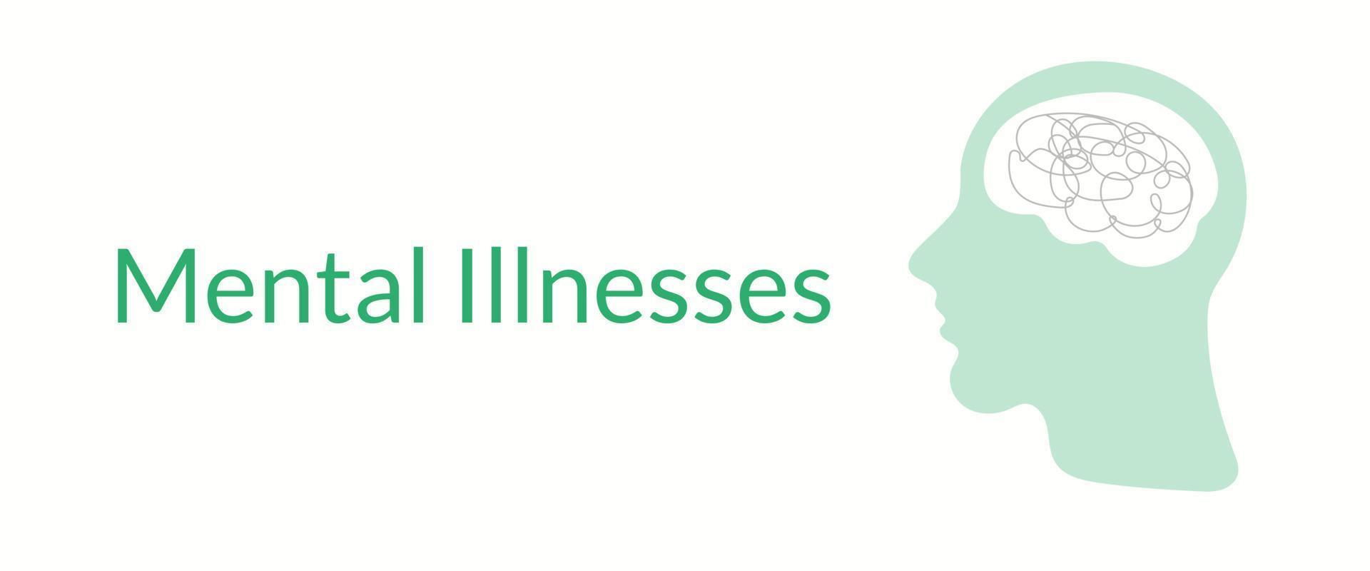 Mental Illnesses Vector Banner Psychological Wellness