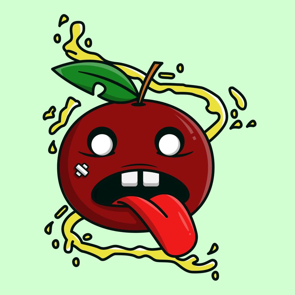 bored apple illustration cartoon vector