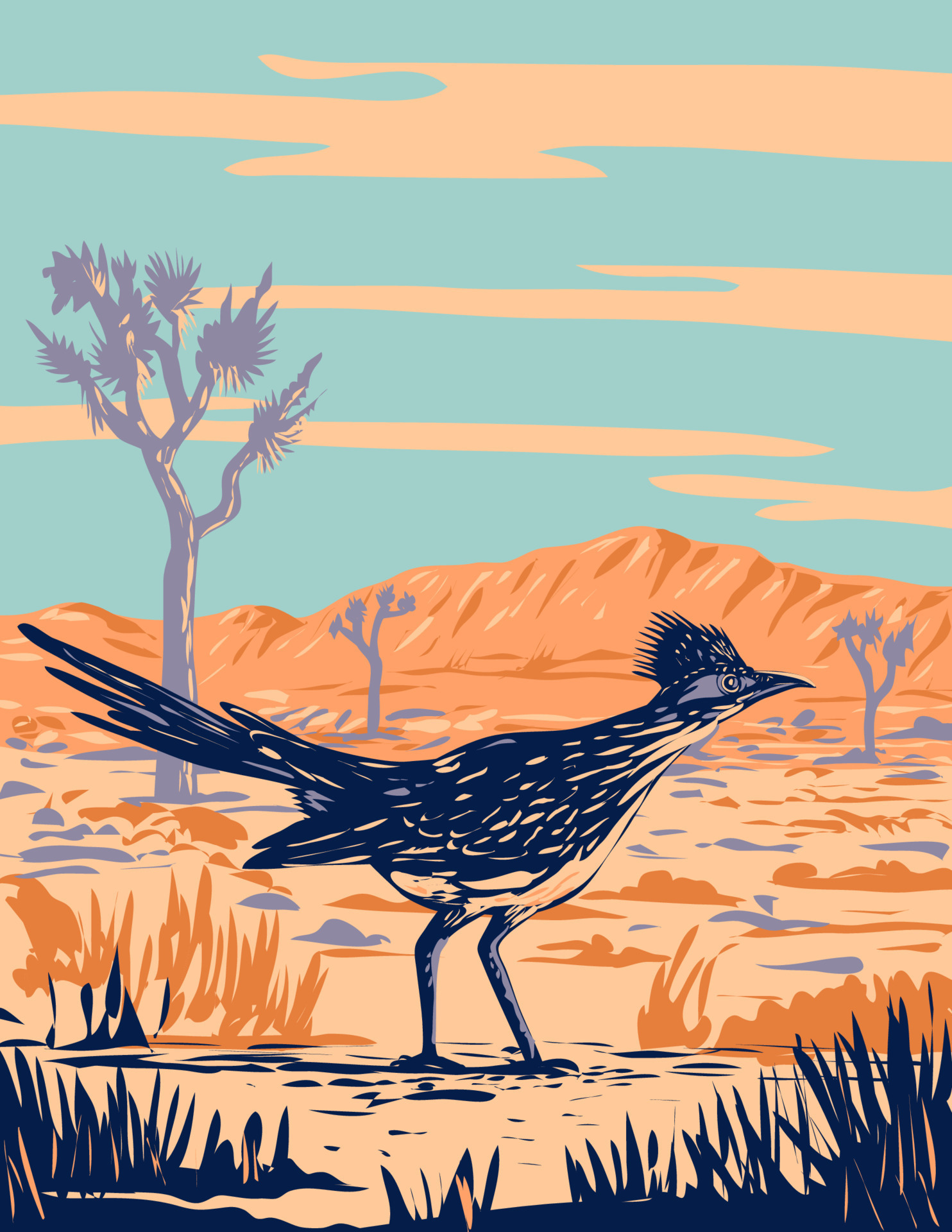 Roadrunner Chaparral Bird in Joshua Tree National Park Mojave Desert