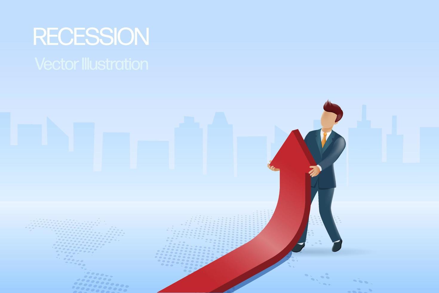 Economic, business recession crisis concept. Businessmen pull up business graph. Business struggling due to world economic crisis and global recession.3D vector. vector
