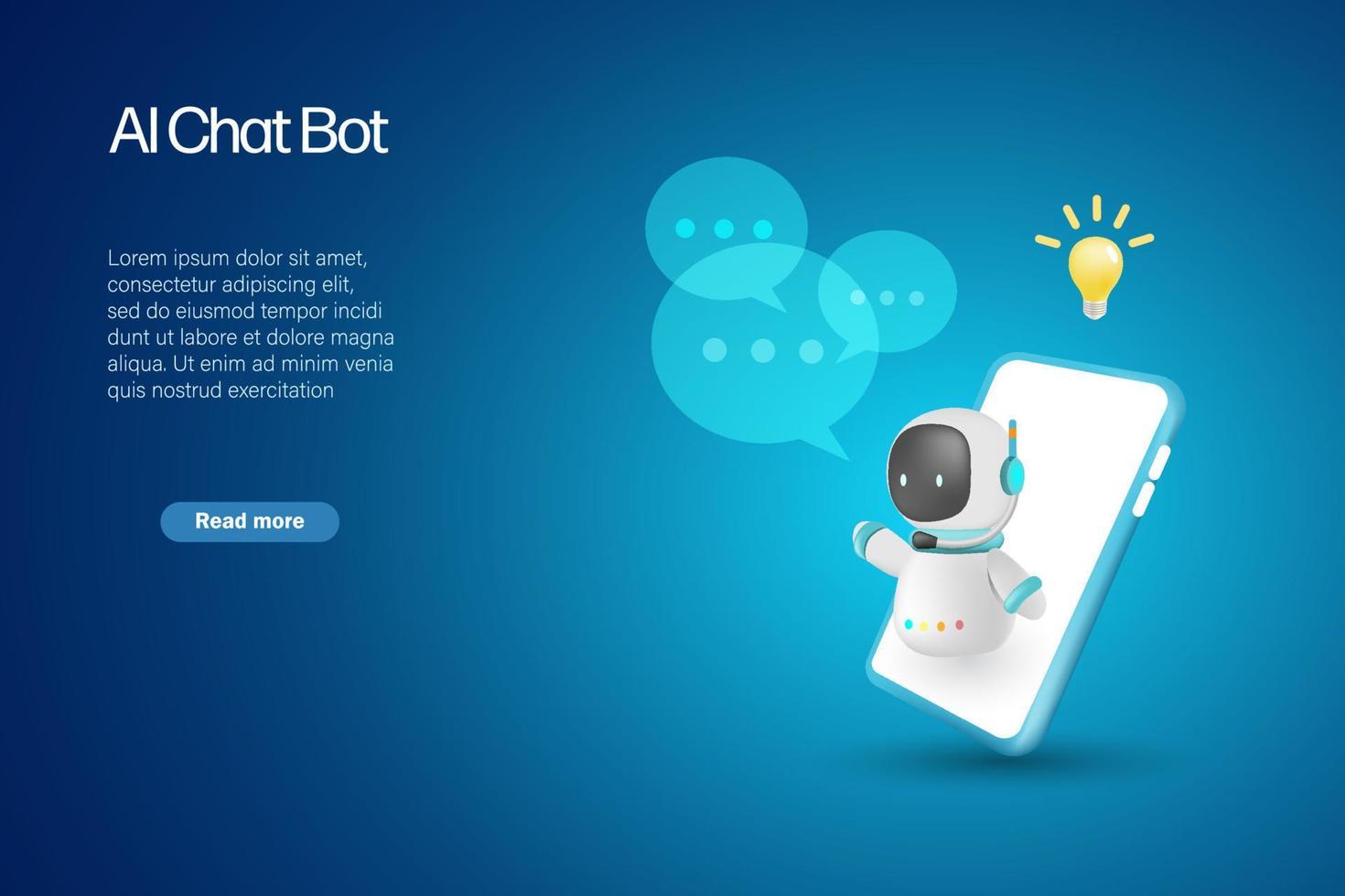 AI chat bot on computer generate smart solution answer to user. Artificial intelligence robot answer questions provide smart refinement conversation and ideas. 3D vector. vector