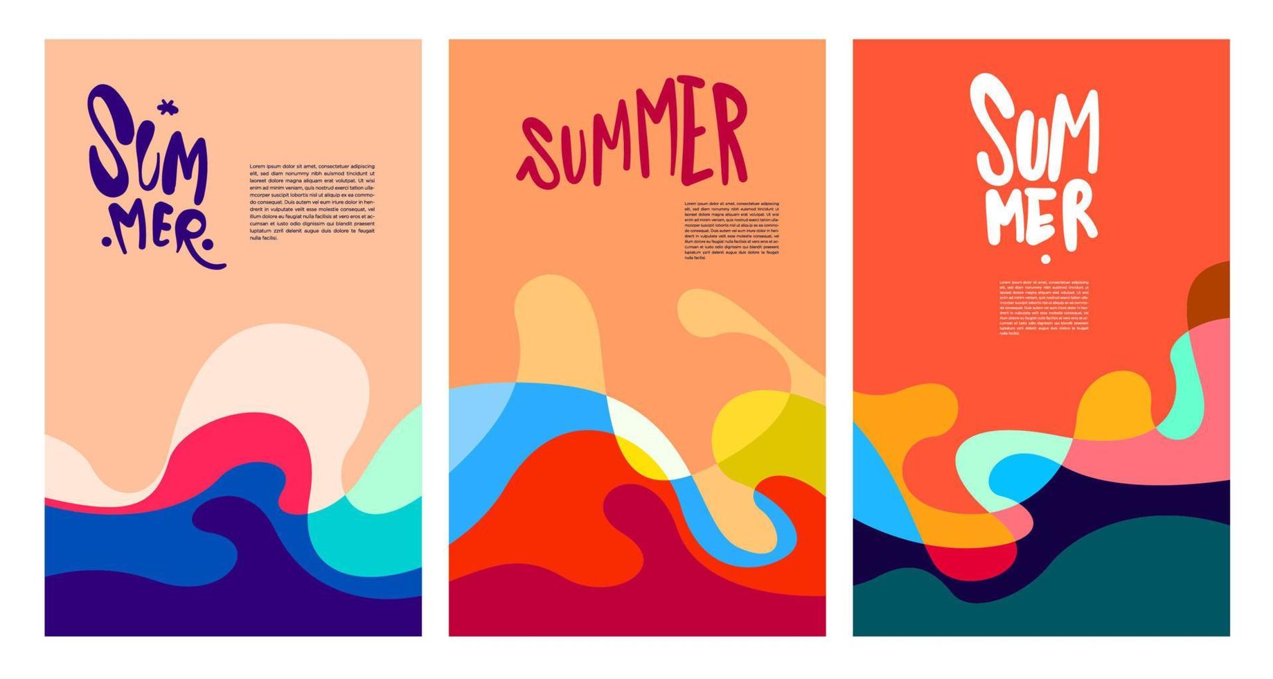 Vector Colorful Fluid and Liquid Summer Brochure Background Template