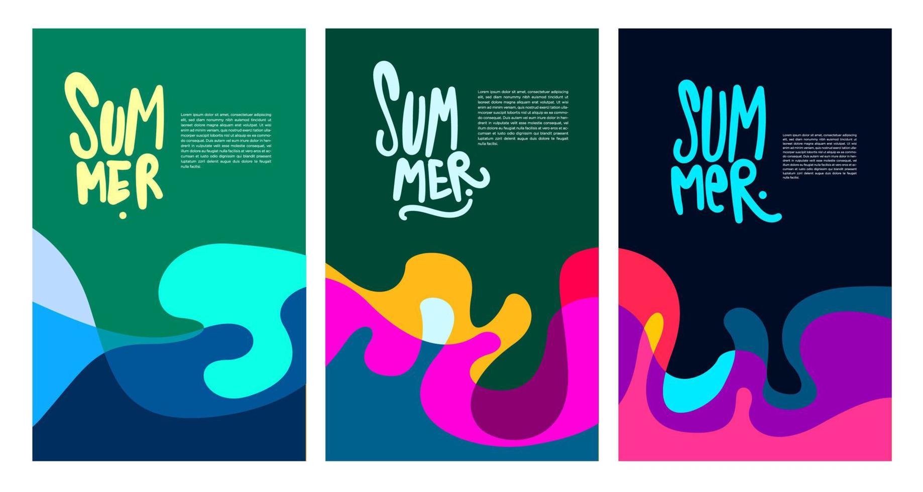 Vector Colorful Fluid and Liquid Summer Brochure Background Template