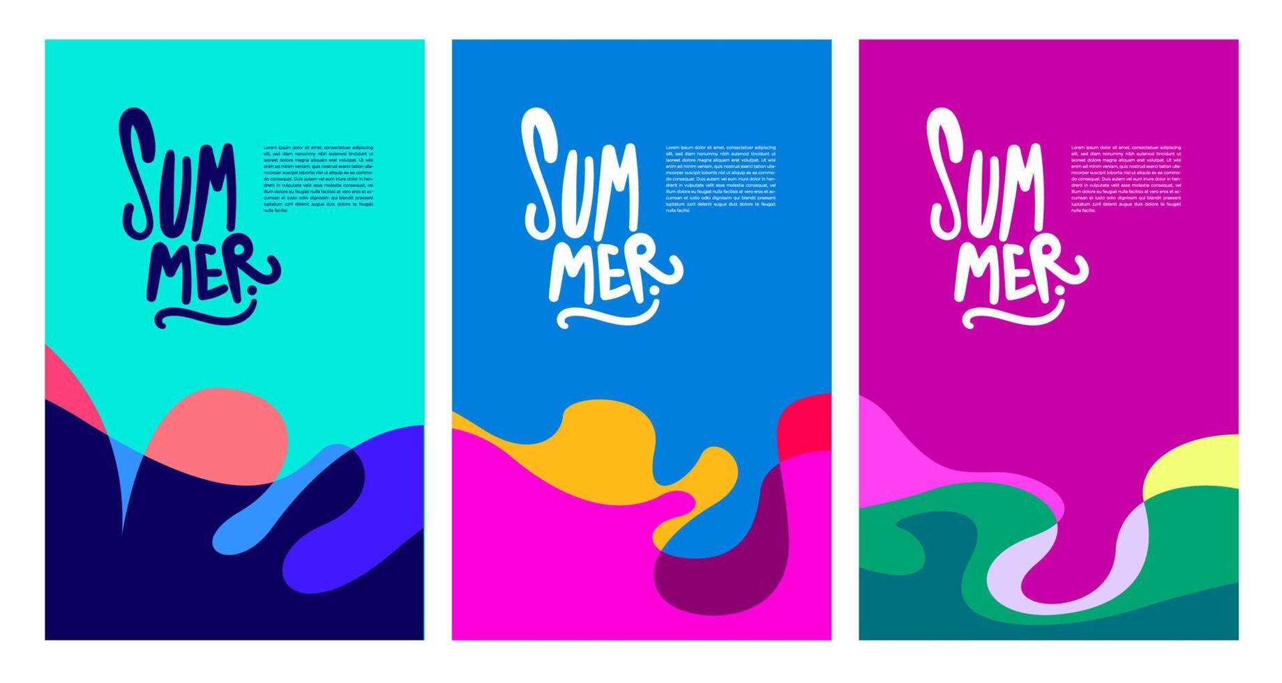 Vector Colorful Fluid and Liquid Summer Brochure Background Template