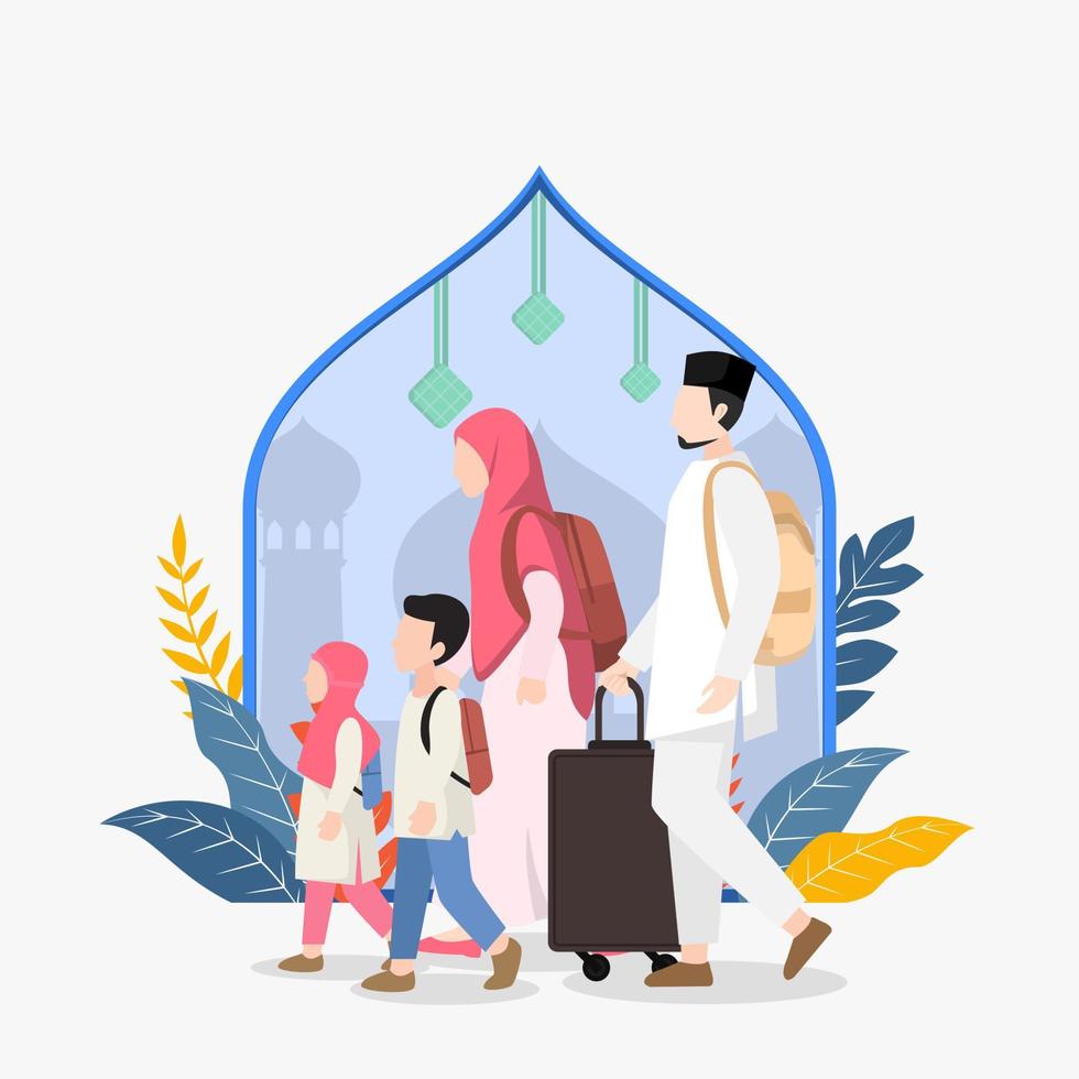 mudik tradition vector flat illustration