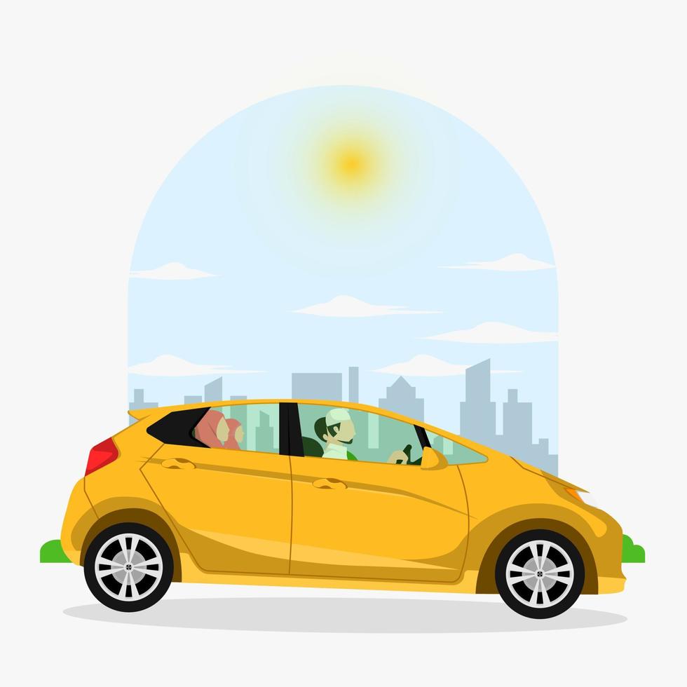 mudik tradition vector flat illustration