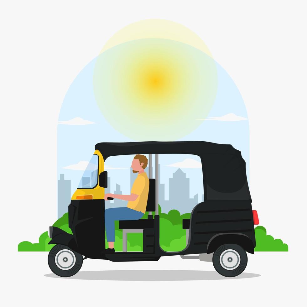 indian taxi vector flat illustration
