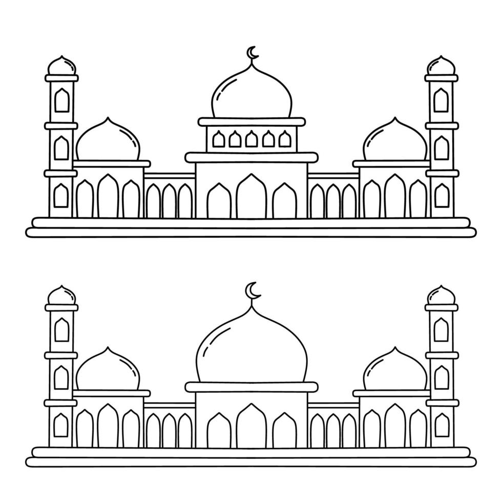 Mosque doodle line art fir coloring book vector
