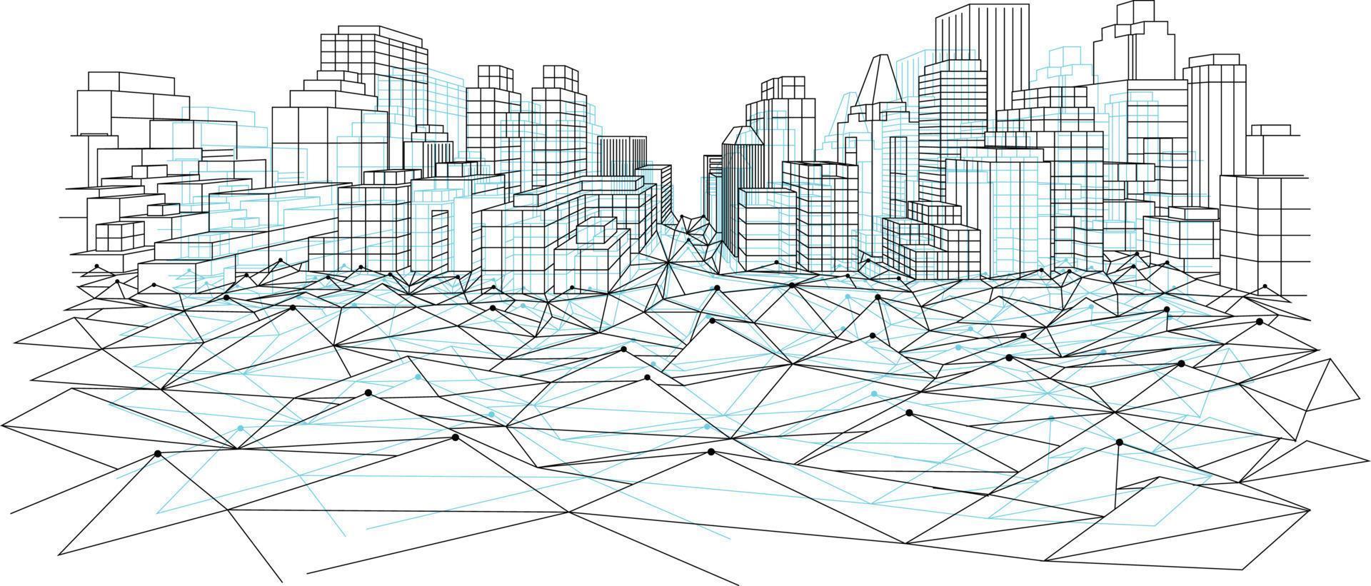 Vector city view. buildings and streets sketch art design