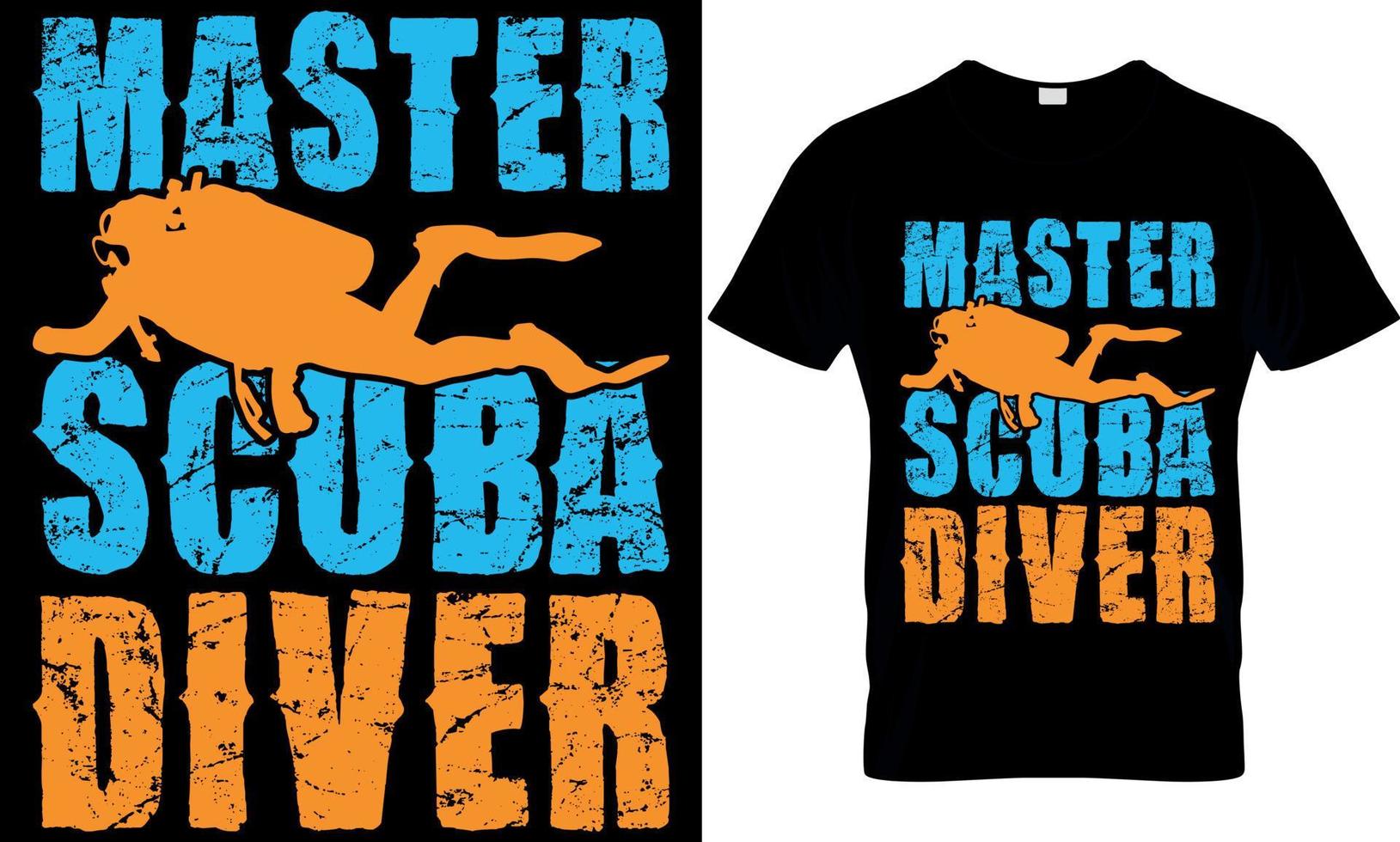 scuba diving typography t-shirt design with editable vector graphic. master scuba diver
