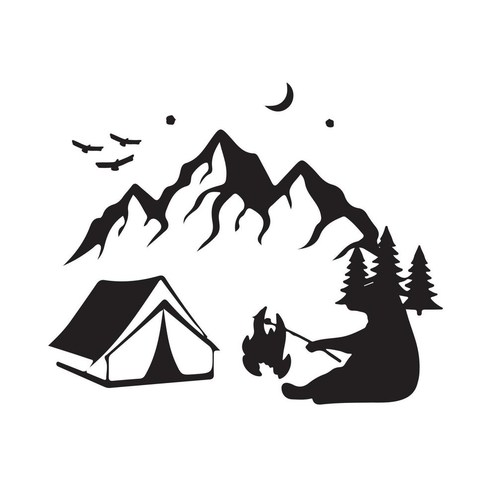 Vector camping and hiking vectro labels emblems and badges