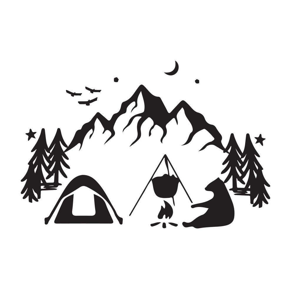 Vector camping and hiking vectro labels emblems and badges