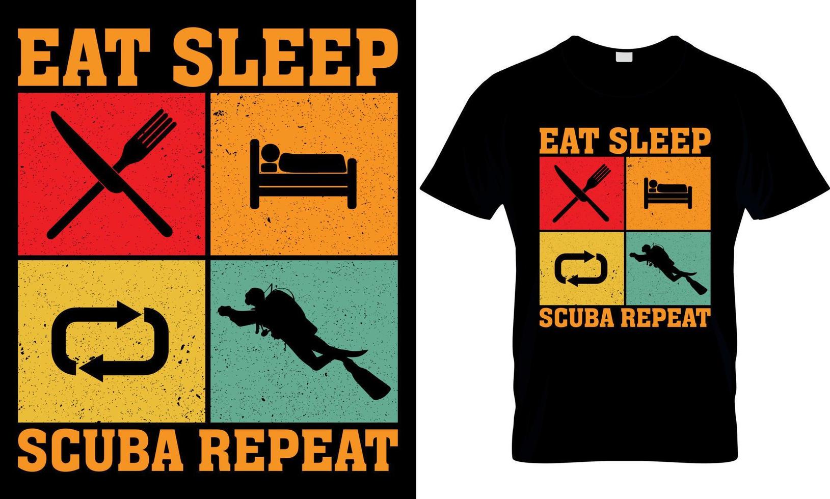 scuba diving typography t-shirt design with editable vector graphic. eat sleep scuba repeat.