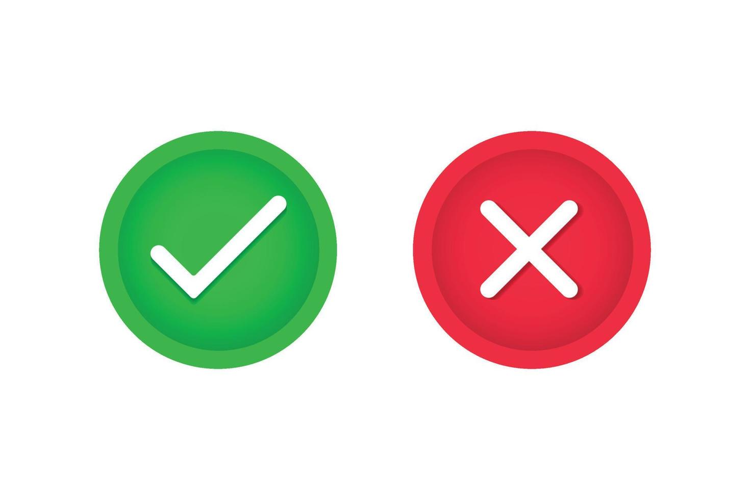 Free vector green check mark and red cross buttons symbol design