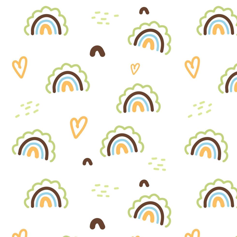 Drawn rainbow pattern. Baby cute pattern for wallpapers, fabrics, wrapping paper vector