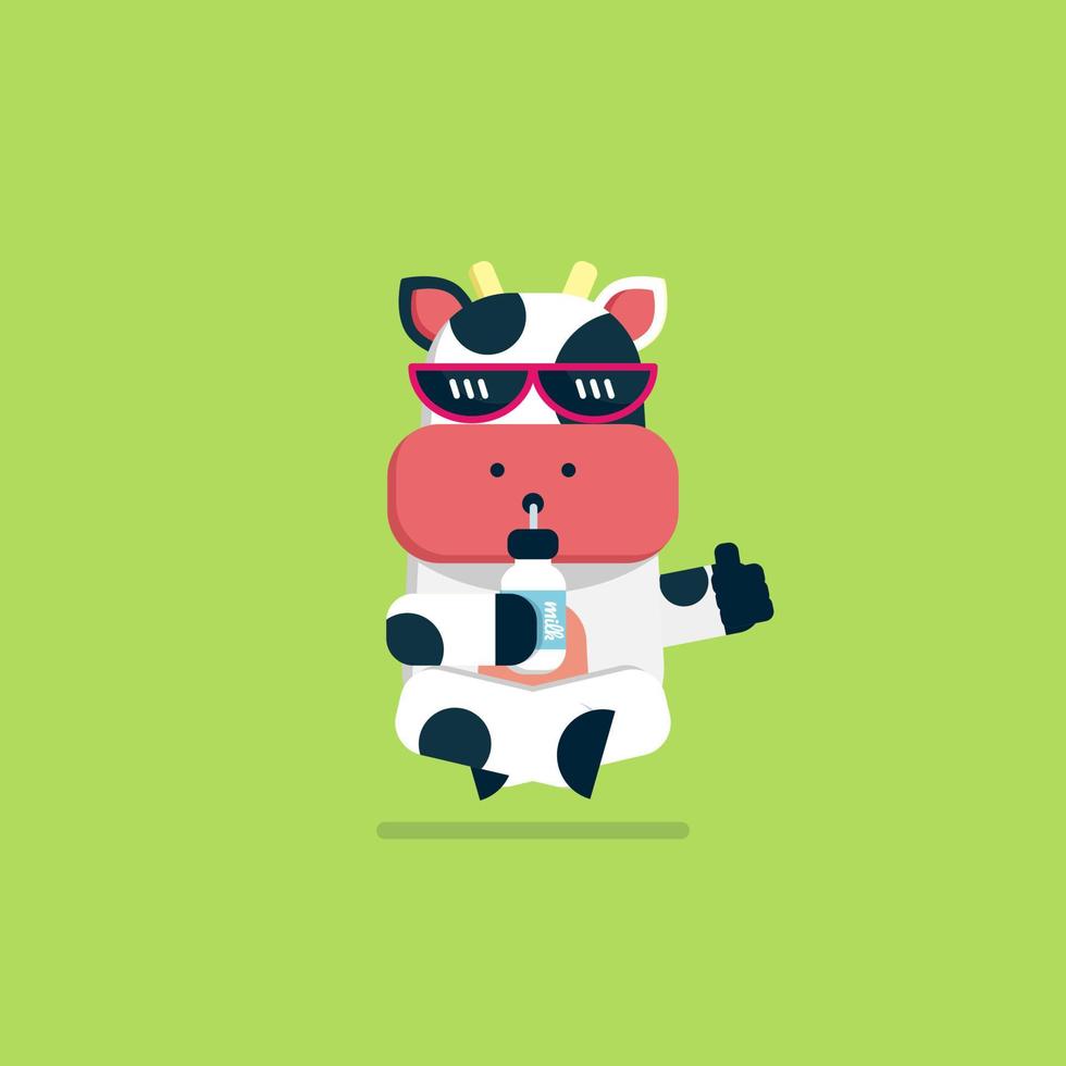 Cute cow drink a milk vector design for wallpaper, background, fabric and textile