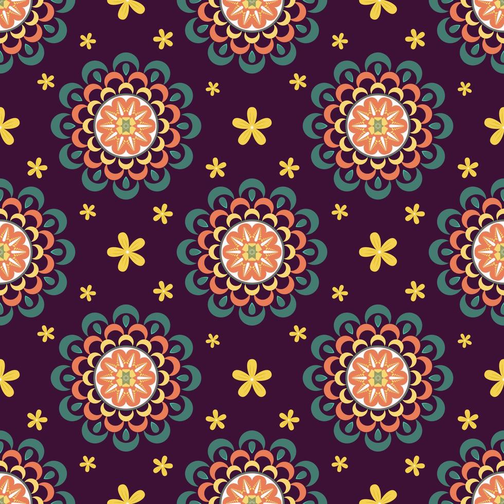 Seamless pattern colorful geometric flowers. textile, stationery, wrapping paper. vector