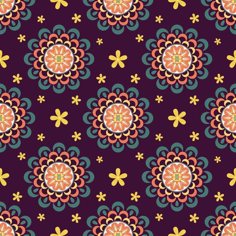 Seamless pattern colorful geometric flowers. textile, stationery, wrapping paper. vector