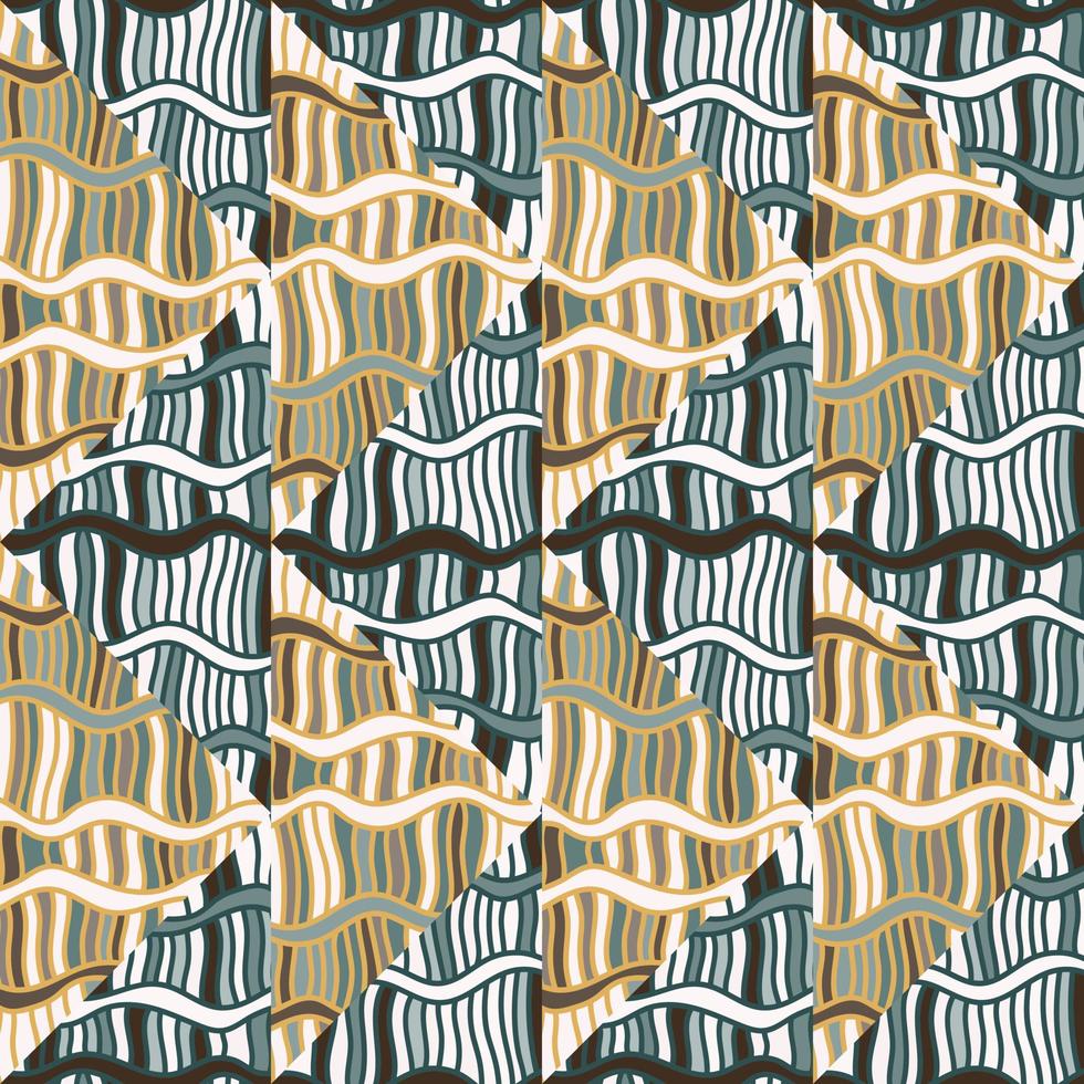 Seamless pattern with abstract wavy lines. Tribal mosaic tile. Textile rapport. vector