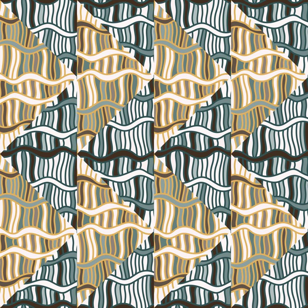 Seamless pattern with abstract wavy lines. Tribal mosaic tile. Textile rapport. vector