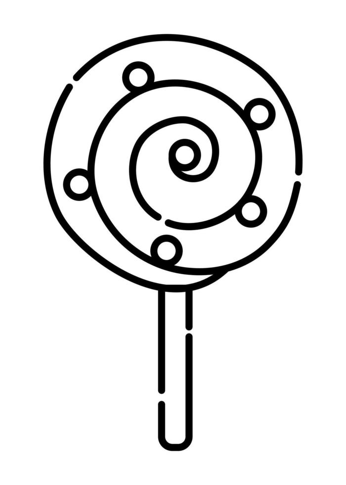 Lollipop, black and white vector line illustration