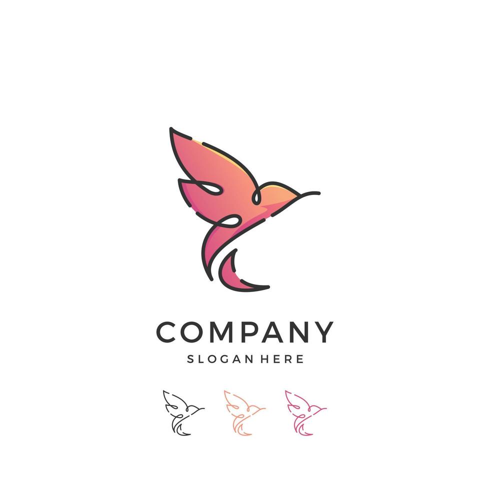 Company logo design with bird drawing concept and one line art vector