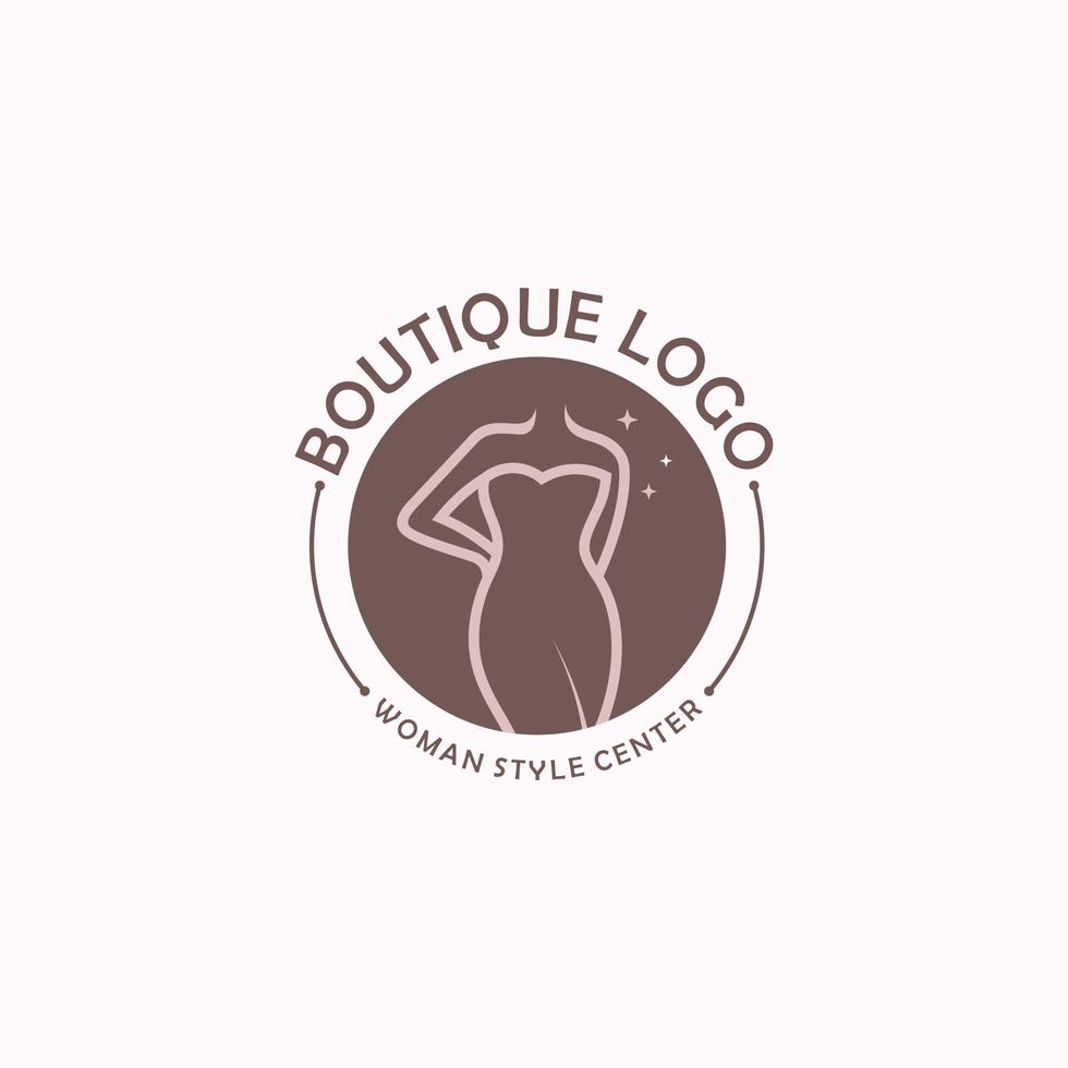 boutique logo diseño con ilustración de un moderno Delgado mujer cuerpo vector