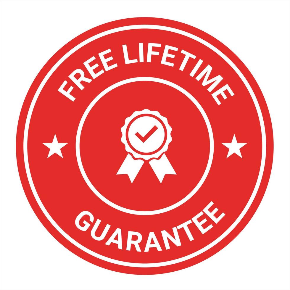 Free lifetime Guarantee, Satisfaction Guaranteed. Free shipping vector logo and trust badge icon