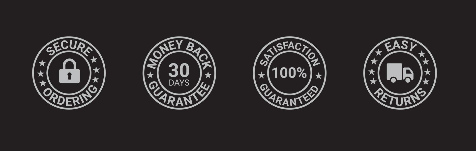 Money back guarantee, Free Shipping Trust Badges ,Trust Badges, secure ordering, easy returns vector