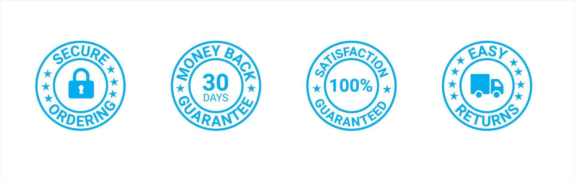 Money back guarantee, Free Shipping Trust Badges ,Trust Badges, secure ordering, easy returns vector