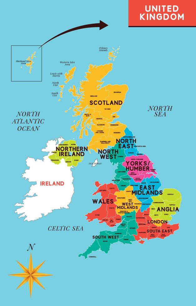 United Kingdom Country Map Template vector