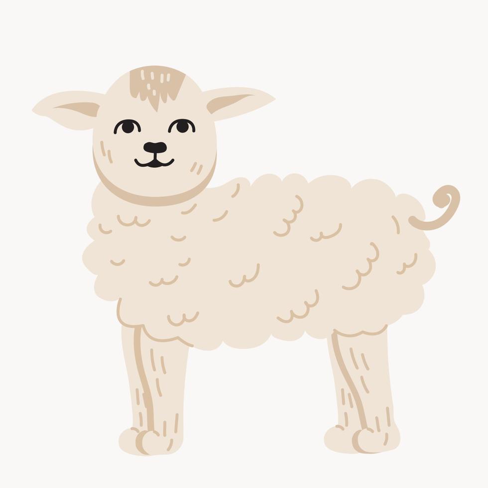 Cartoon happy lamb isolated on white background. vector