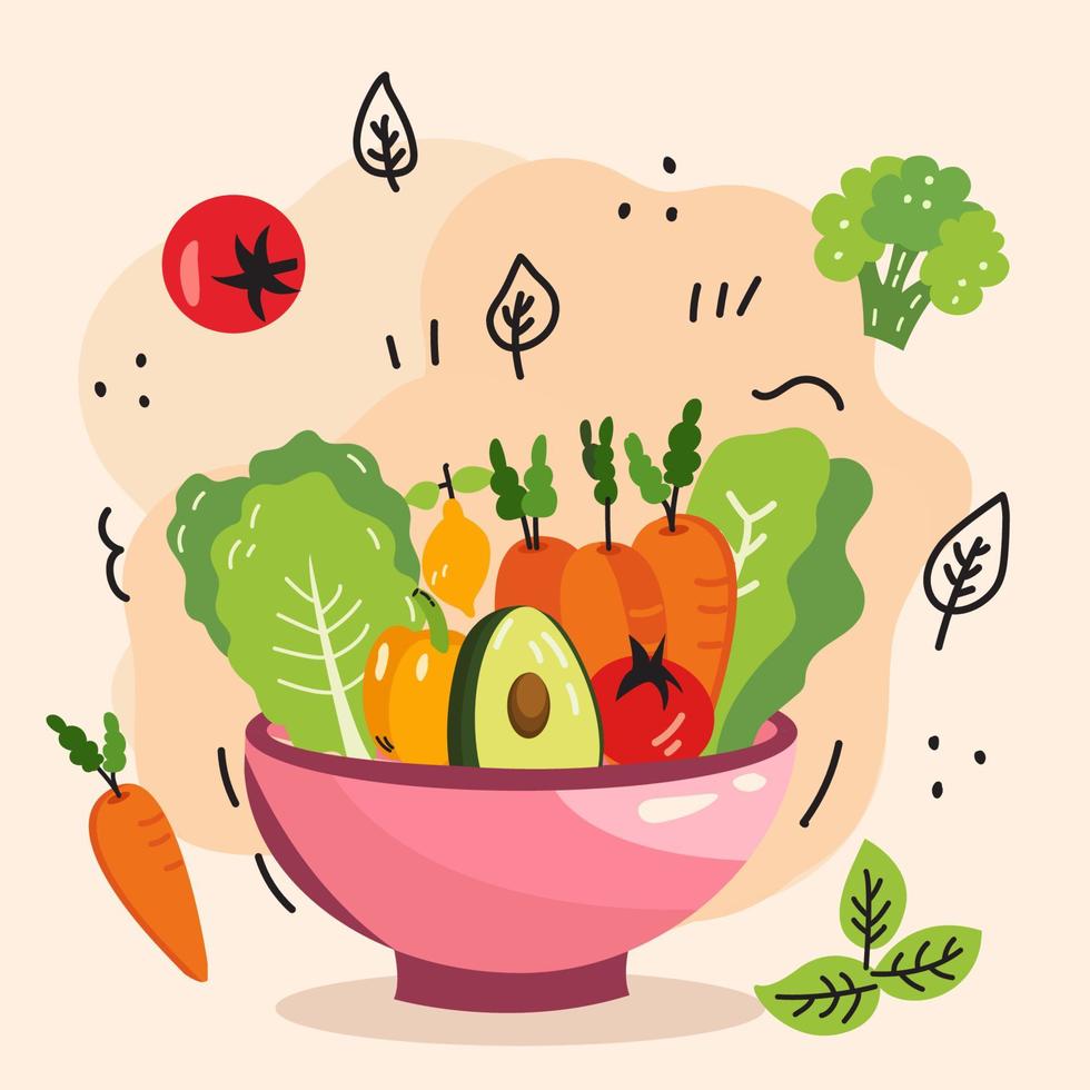 isolated fruit and vegetable salad plate icon. vector