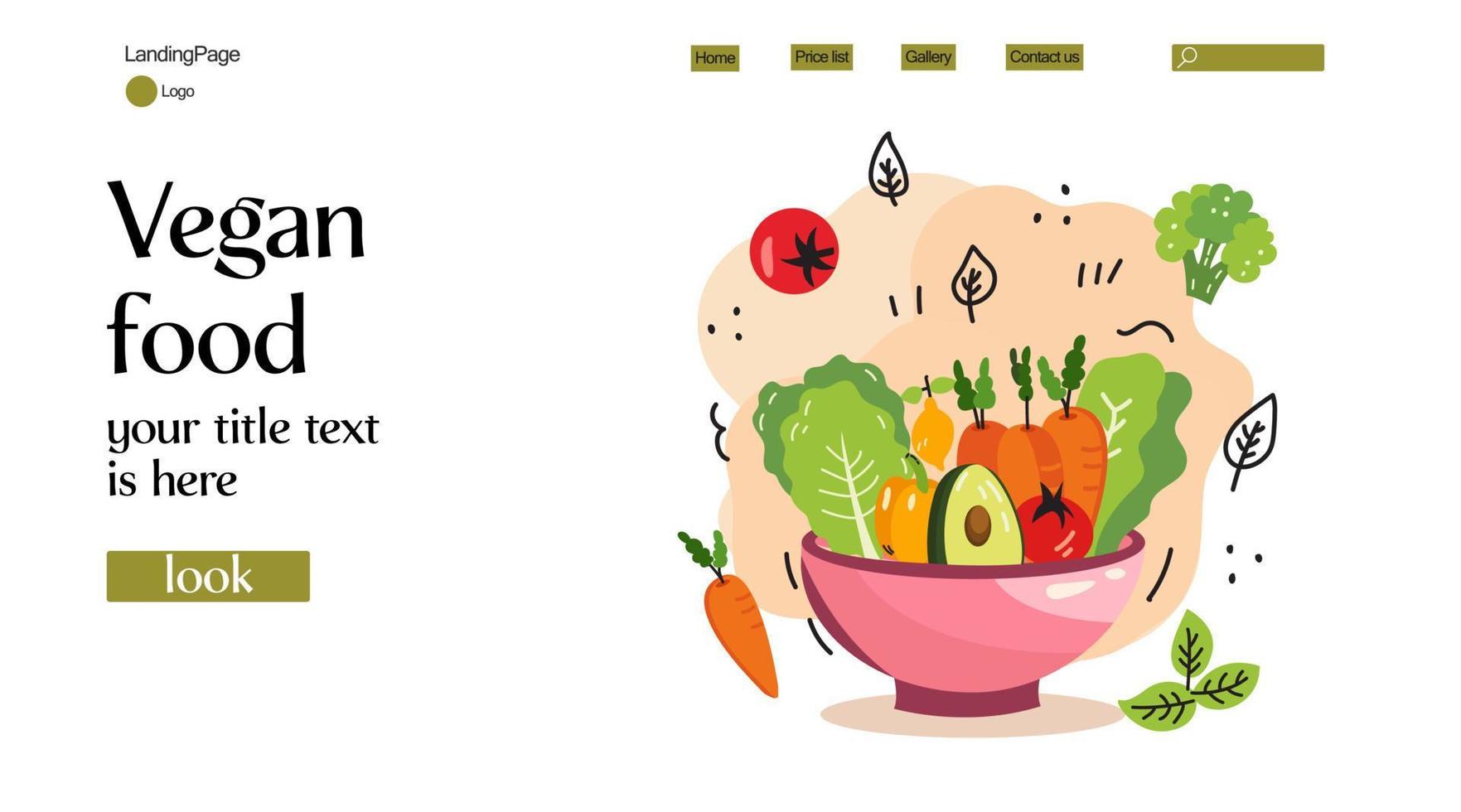 Vegan food website background. Isolated fruit and vegetable salad plate icon. vector