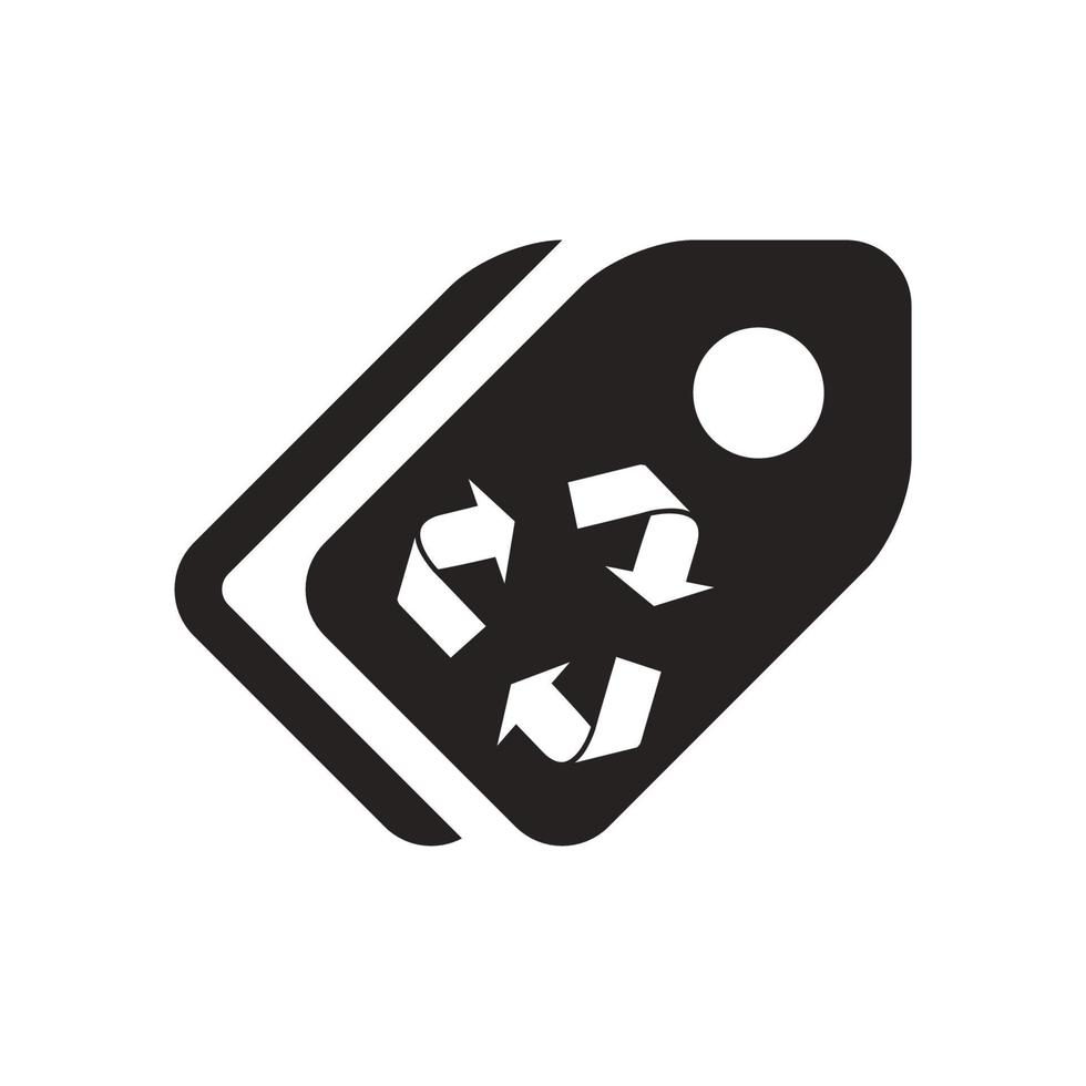 recycled packaging label icon in black flat glyph, filled style isolated on white background vector