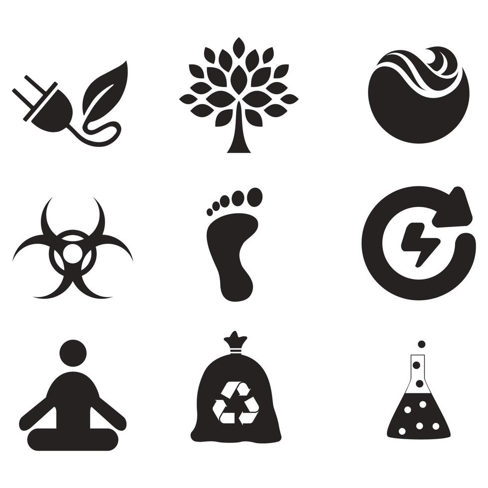 Environmental Issues icon set. Collection of Environment and Climate related vector glyph icons