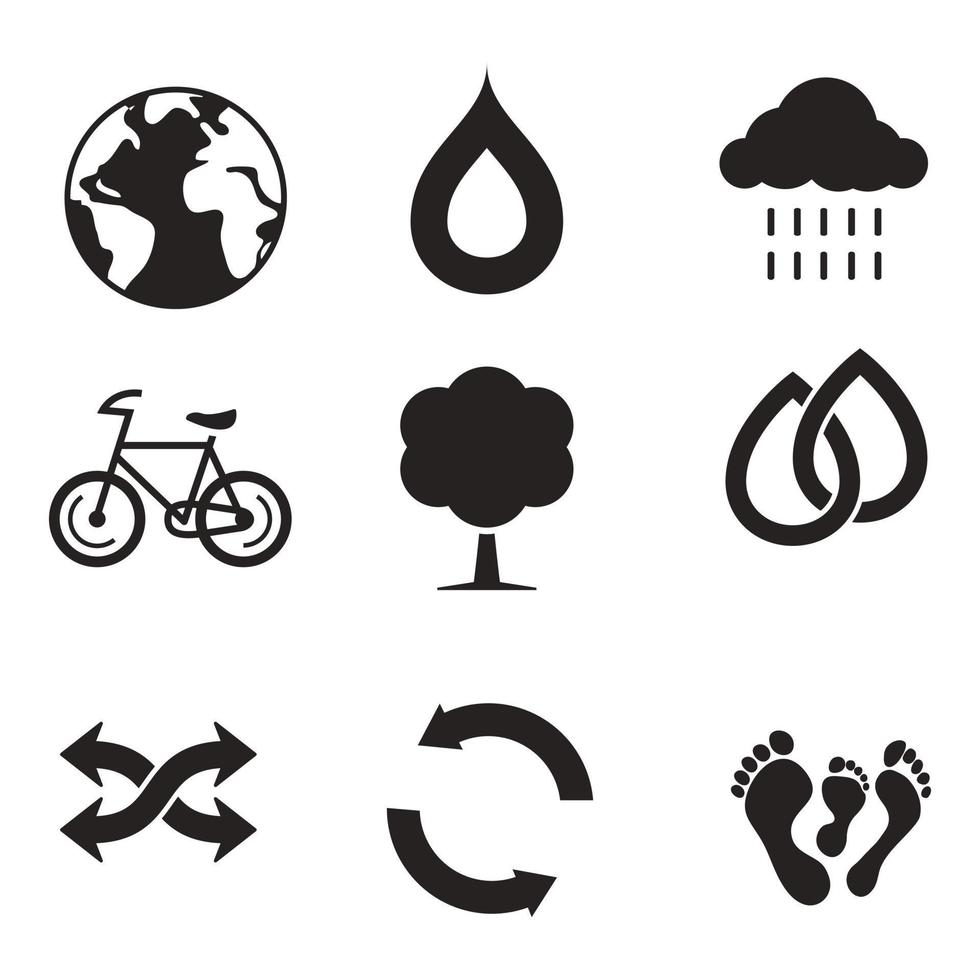 Environmental Issues icon set. Collection of Environment and Climate related vector glyph icons