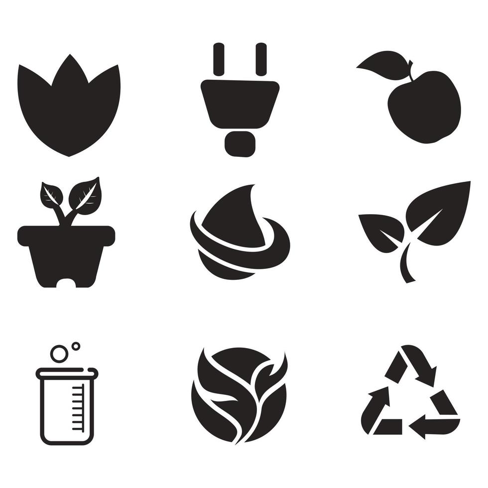 Environmental Issues icon set. Collection of Environment and Climate related vector glyph icons